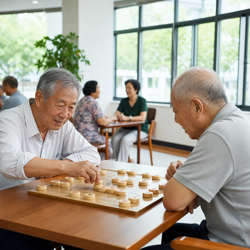 长者在社区活动空间交流